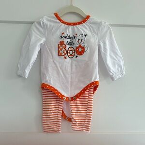 Daddy's Little Boo White & Orange Matching Set for Baby Girl 6 Months